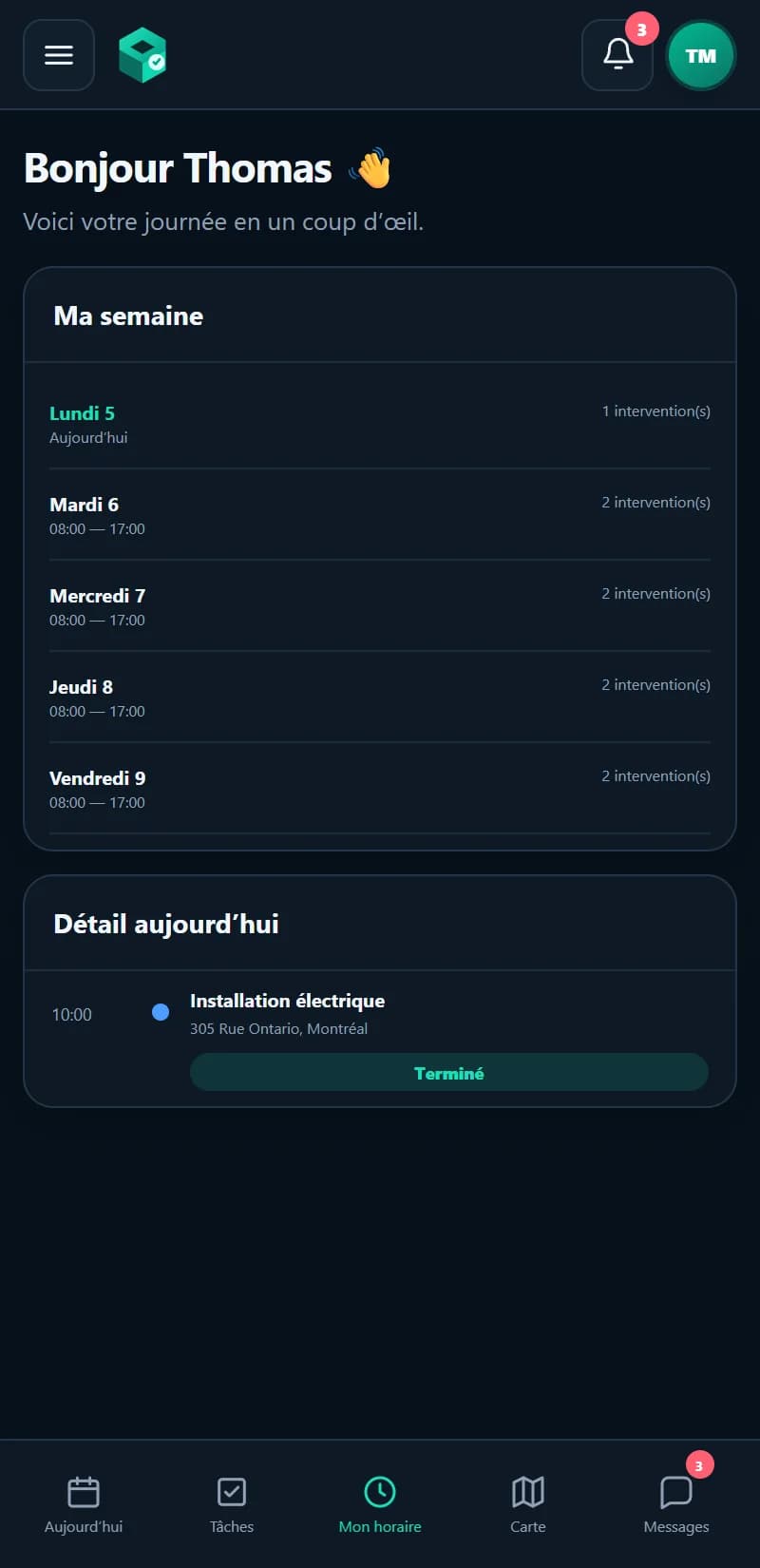 Gestion Flow — Horaire de la semaine