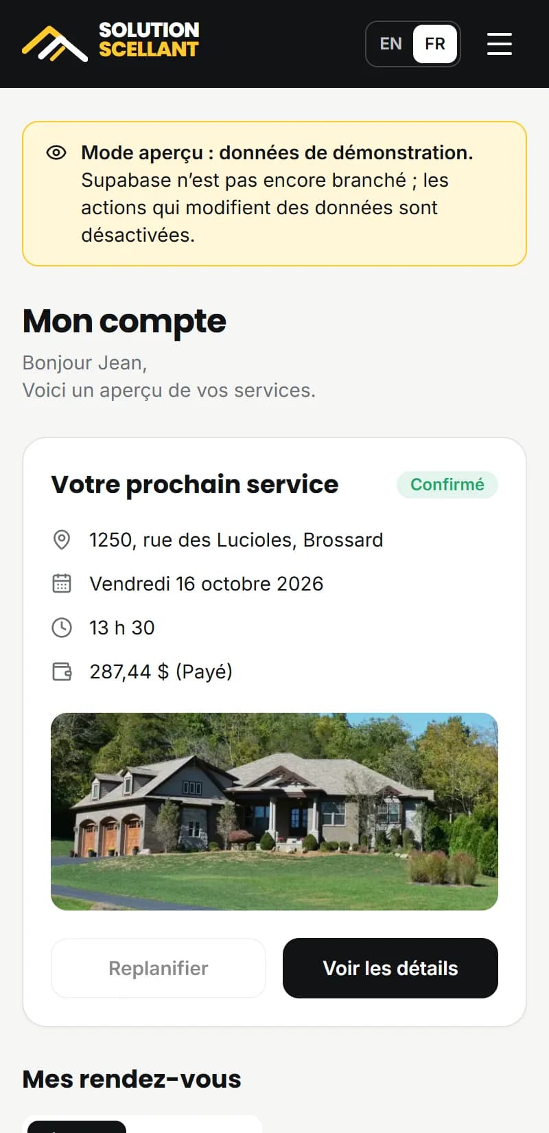 SealFlow — Portail client sur mobile