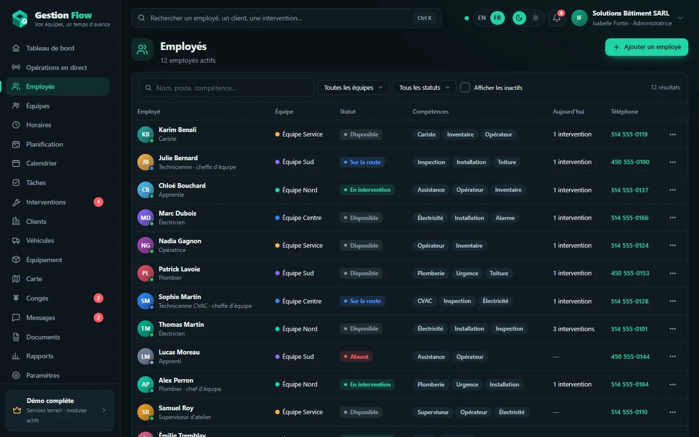 Gestion Flow — Employés