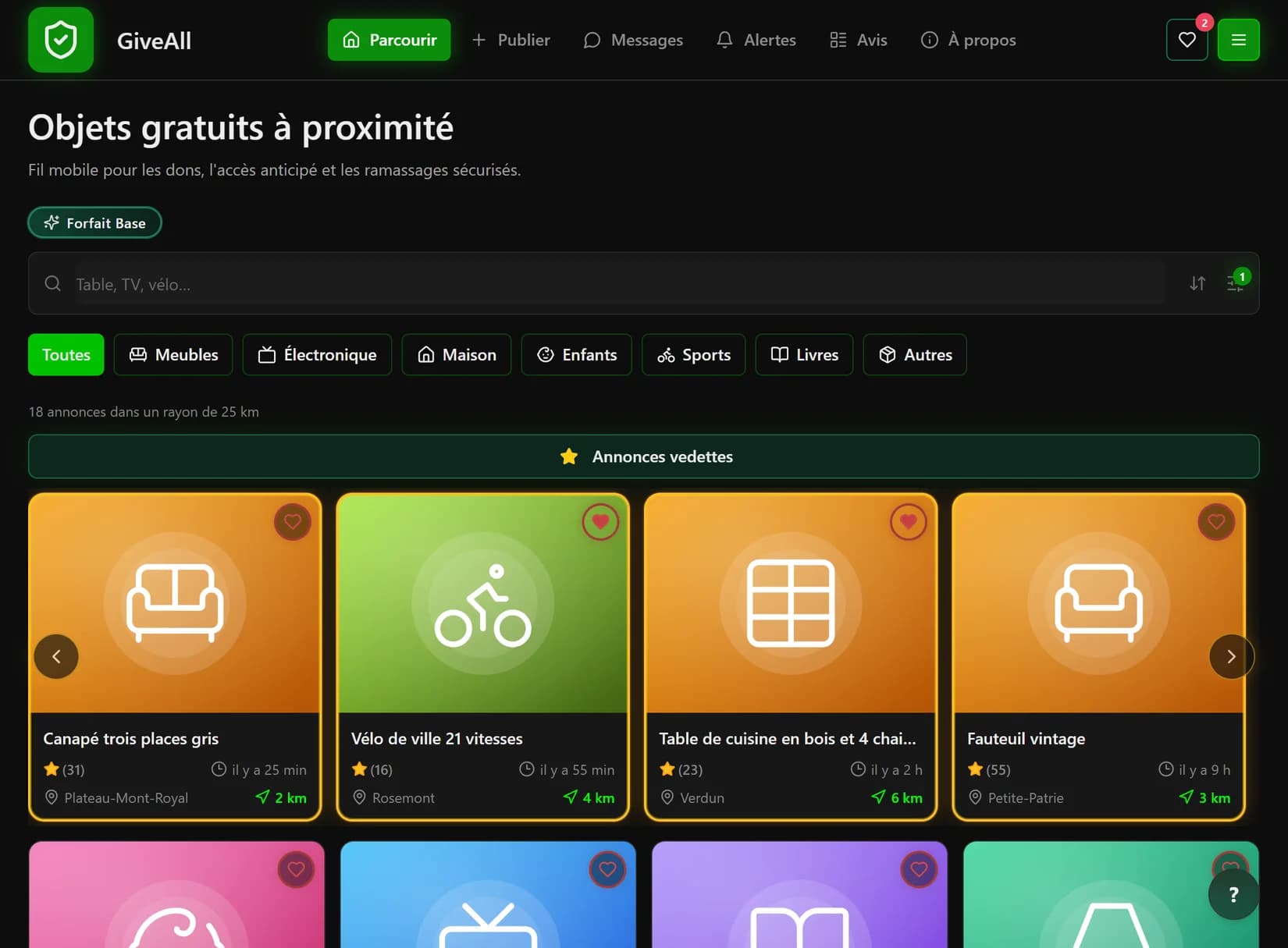 GiveAll — Fil des dons à proximité