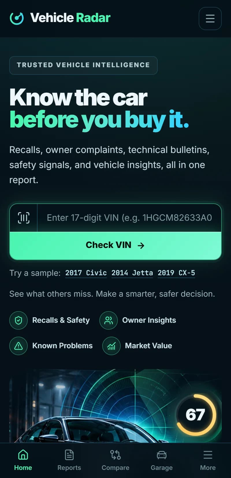 Vehicle Radar — Version mobile