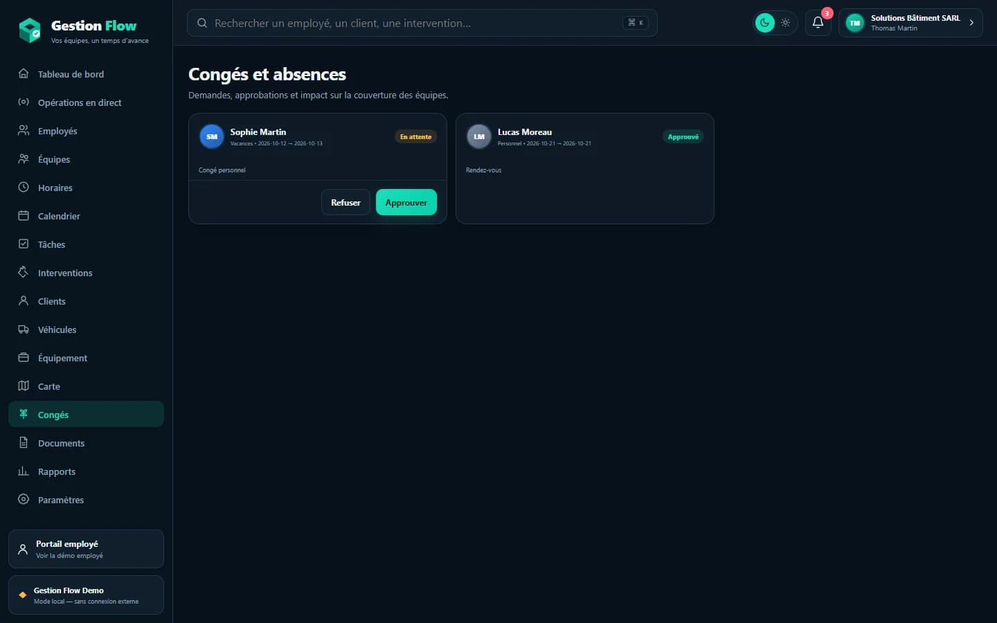 Gestion Flow — Congés et absences