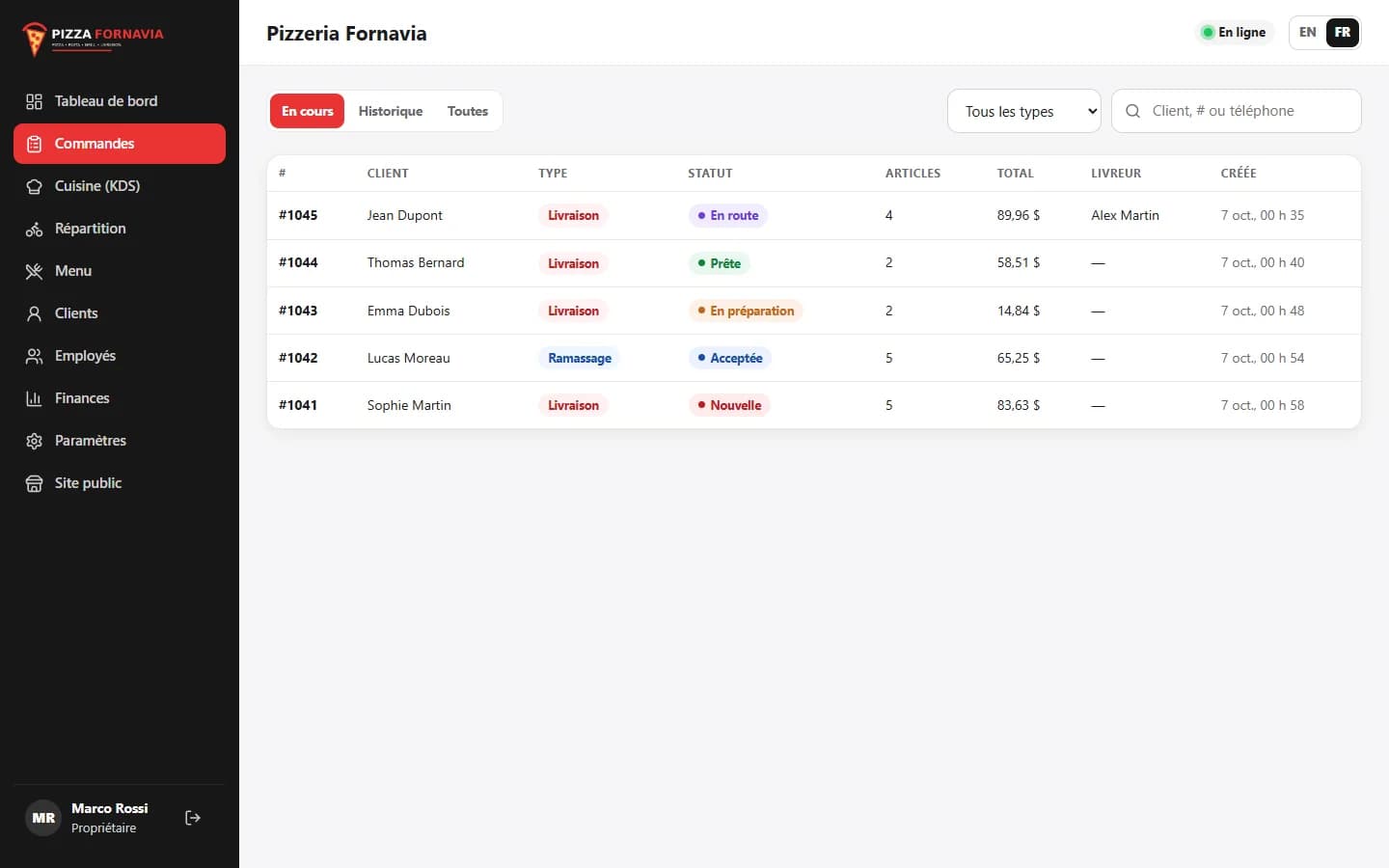 Delivery App — Commandes