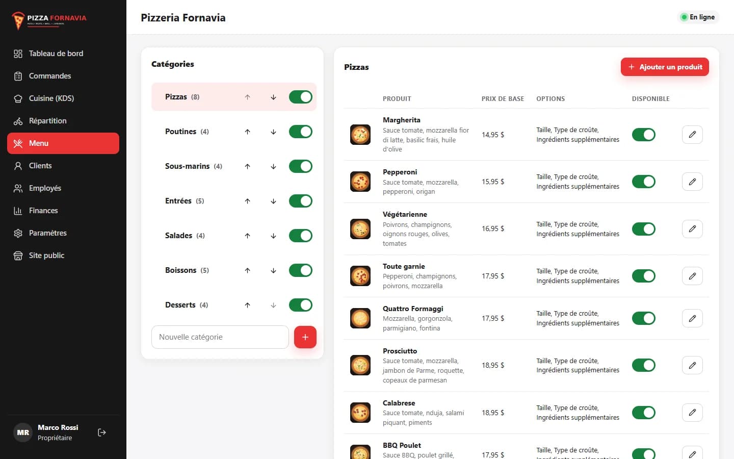 Delivery App — Menu management