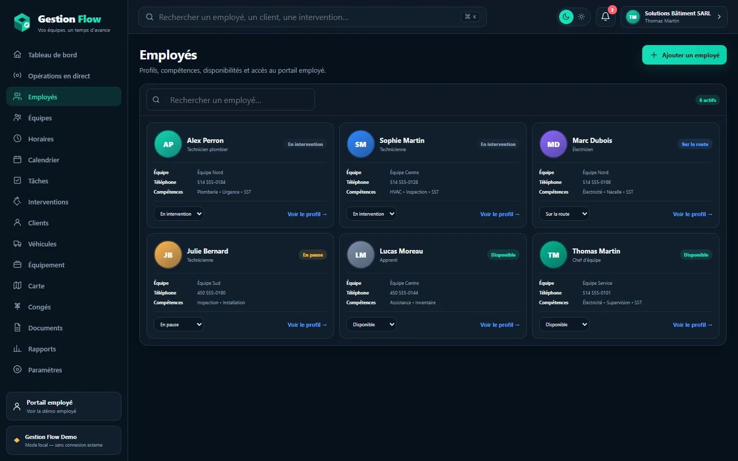 Gestion Flow — Employés