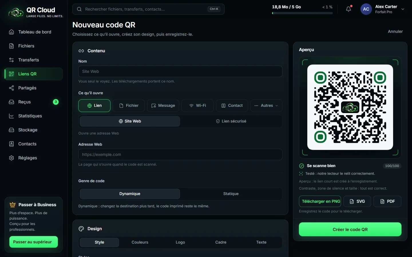 QR Cloud — Création d'un code QR