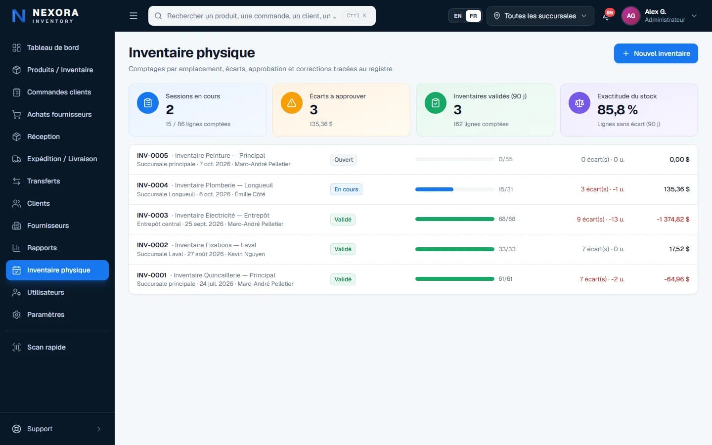 Nexora Inventory — Inventaire physique