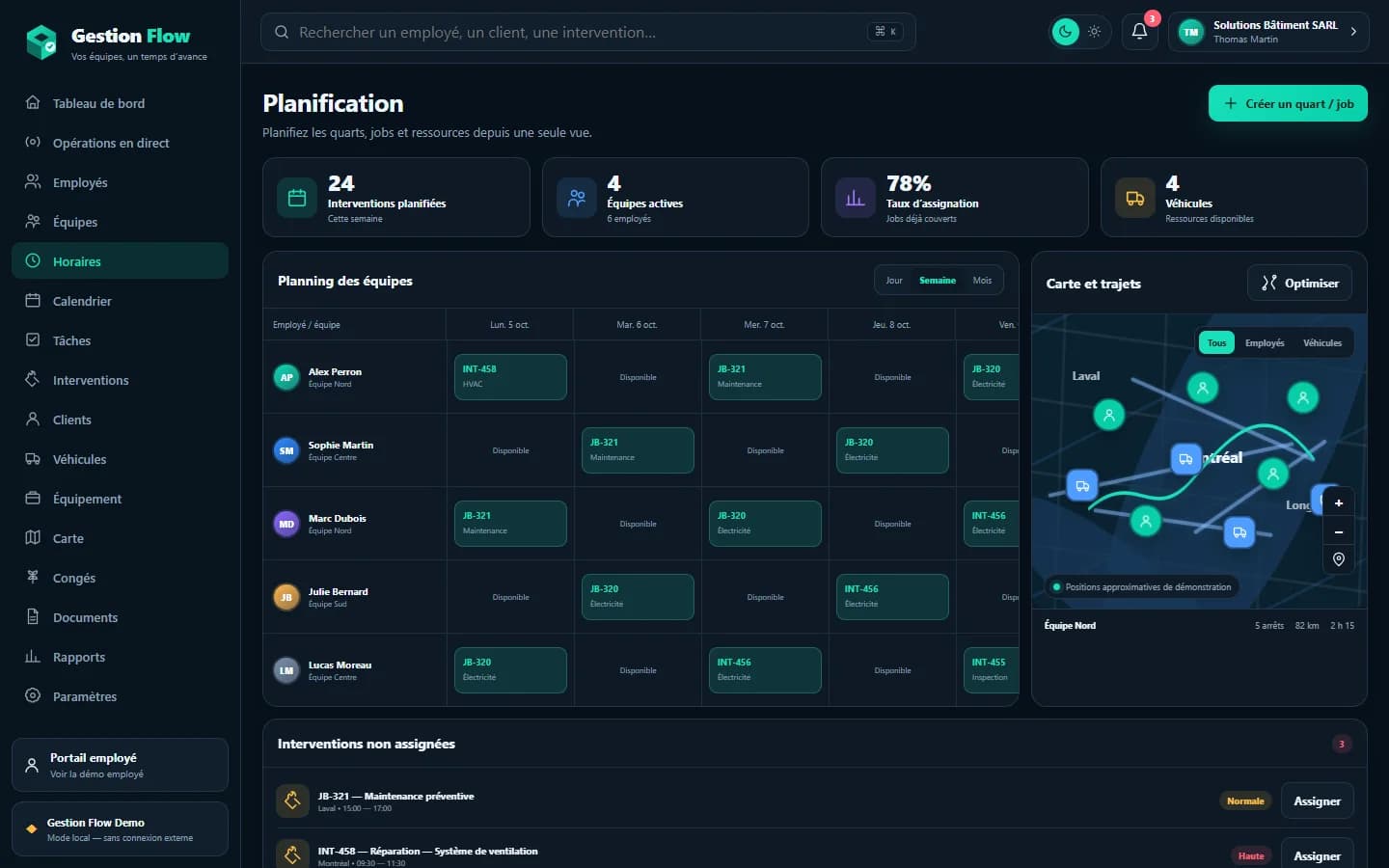 Gestion Flow — Planification des équipes