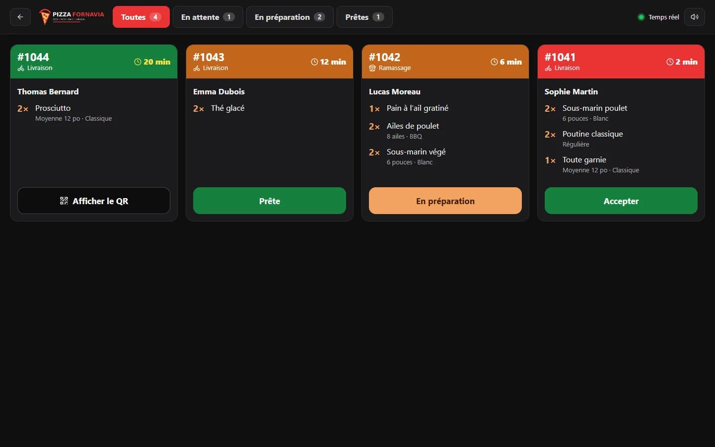 Delivery App — Kitchen screen