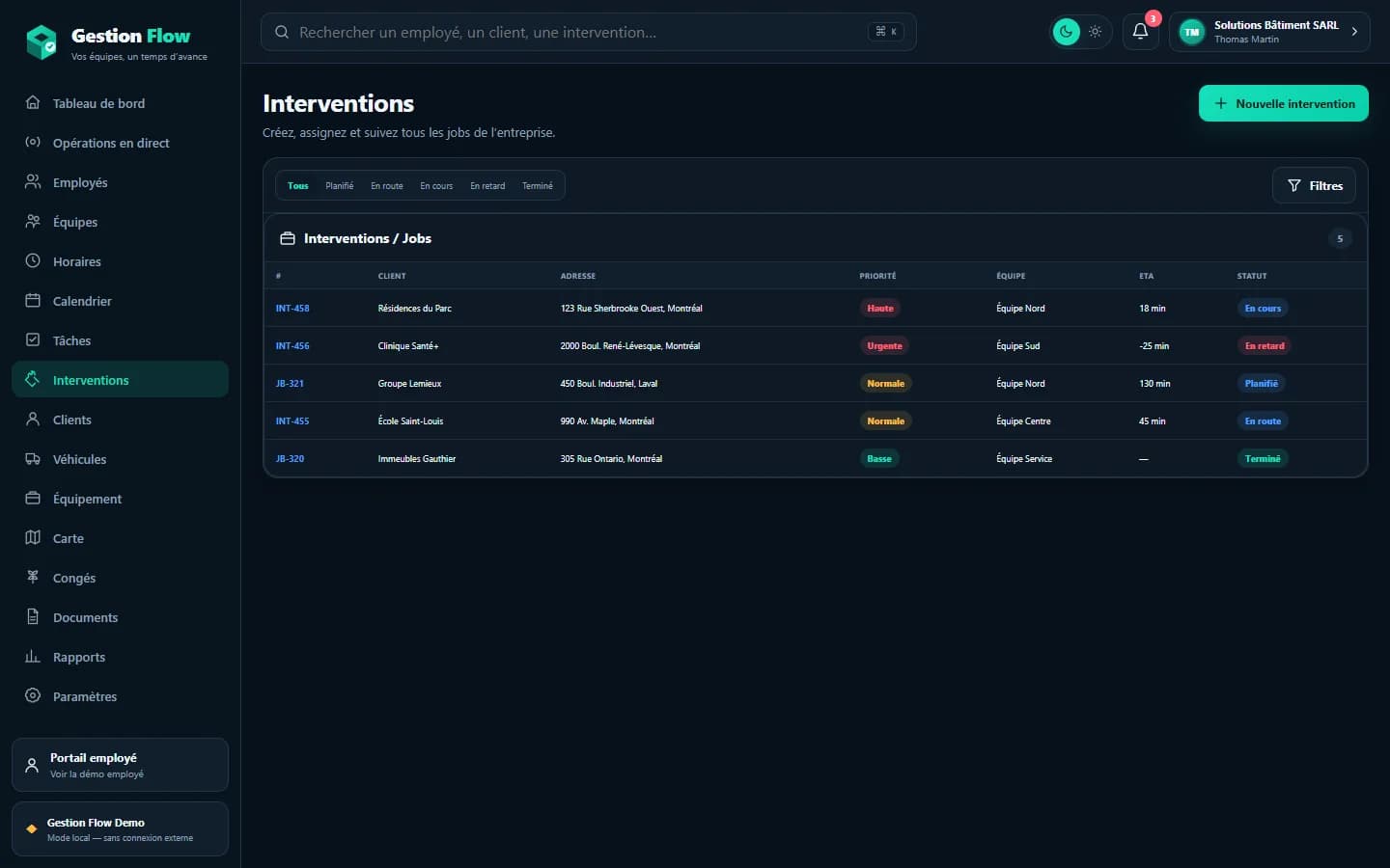 Gestion Flow — Interventions