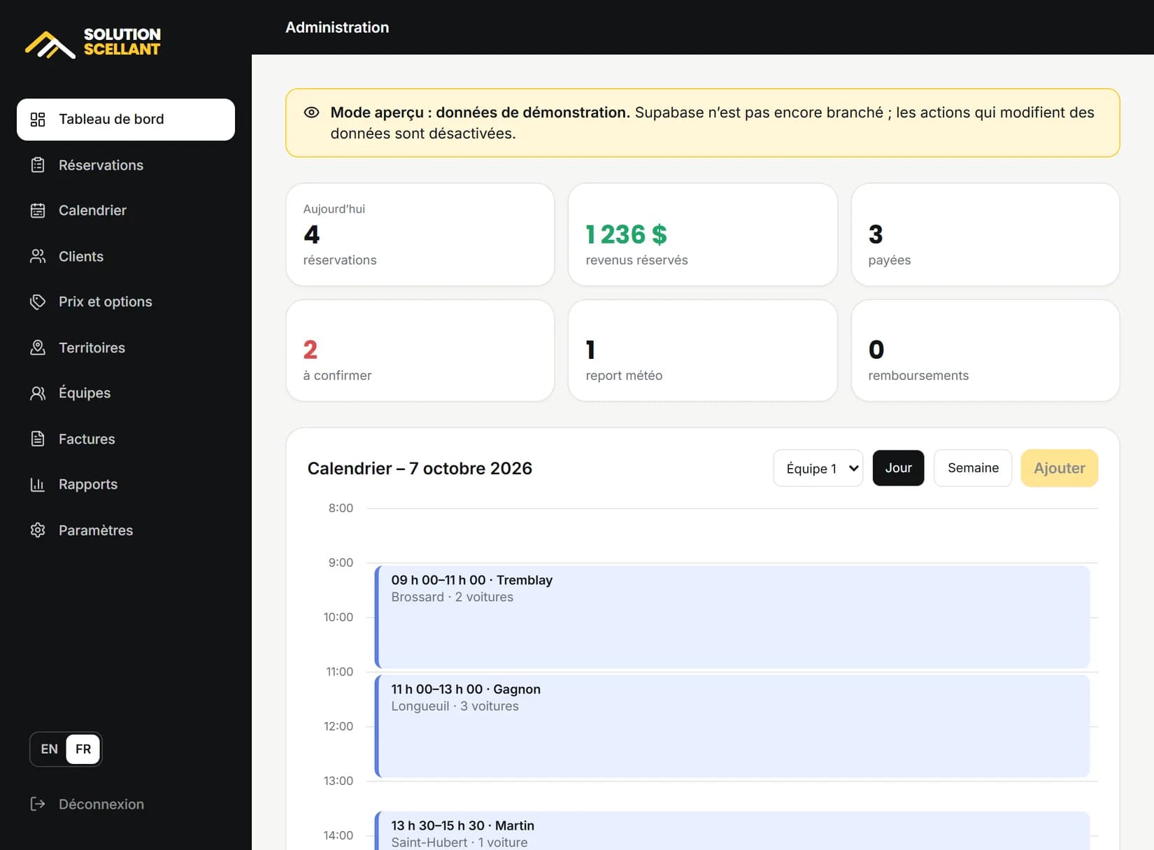 SealFlow — Tableau de bord administrateur