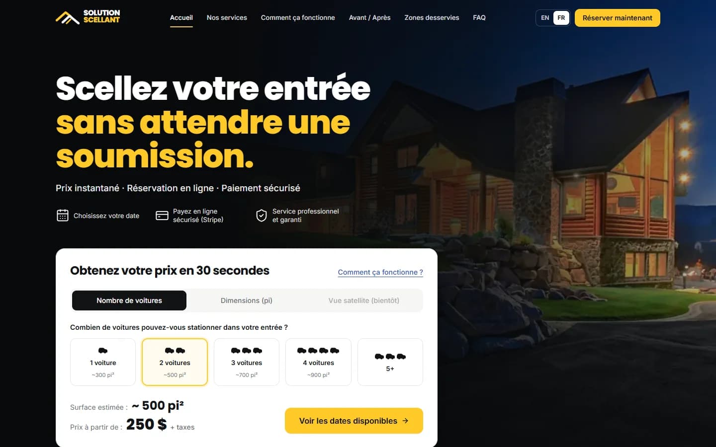 SealFlow — Site public et prix instantané