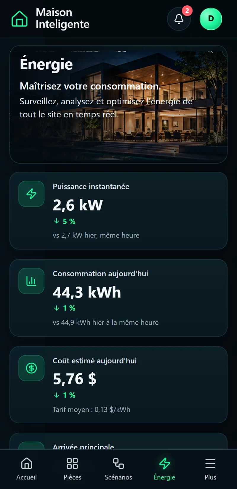 Maison Inteligente — Energy on mobile