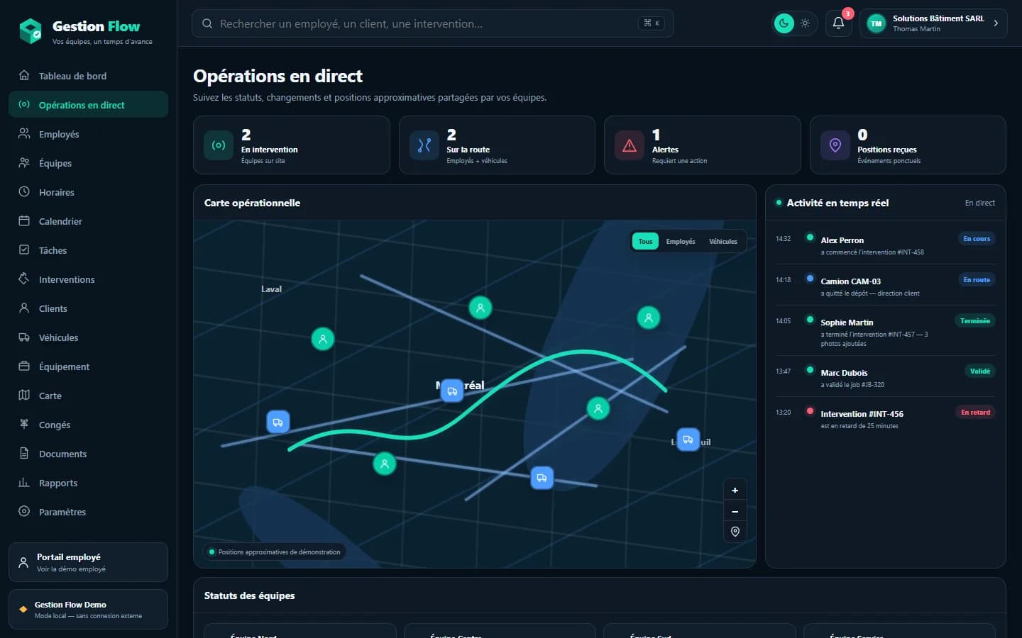 Gestion Flow — Opérations en direct
