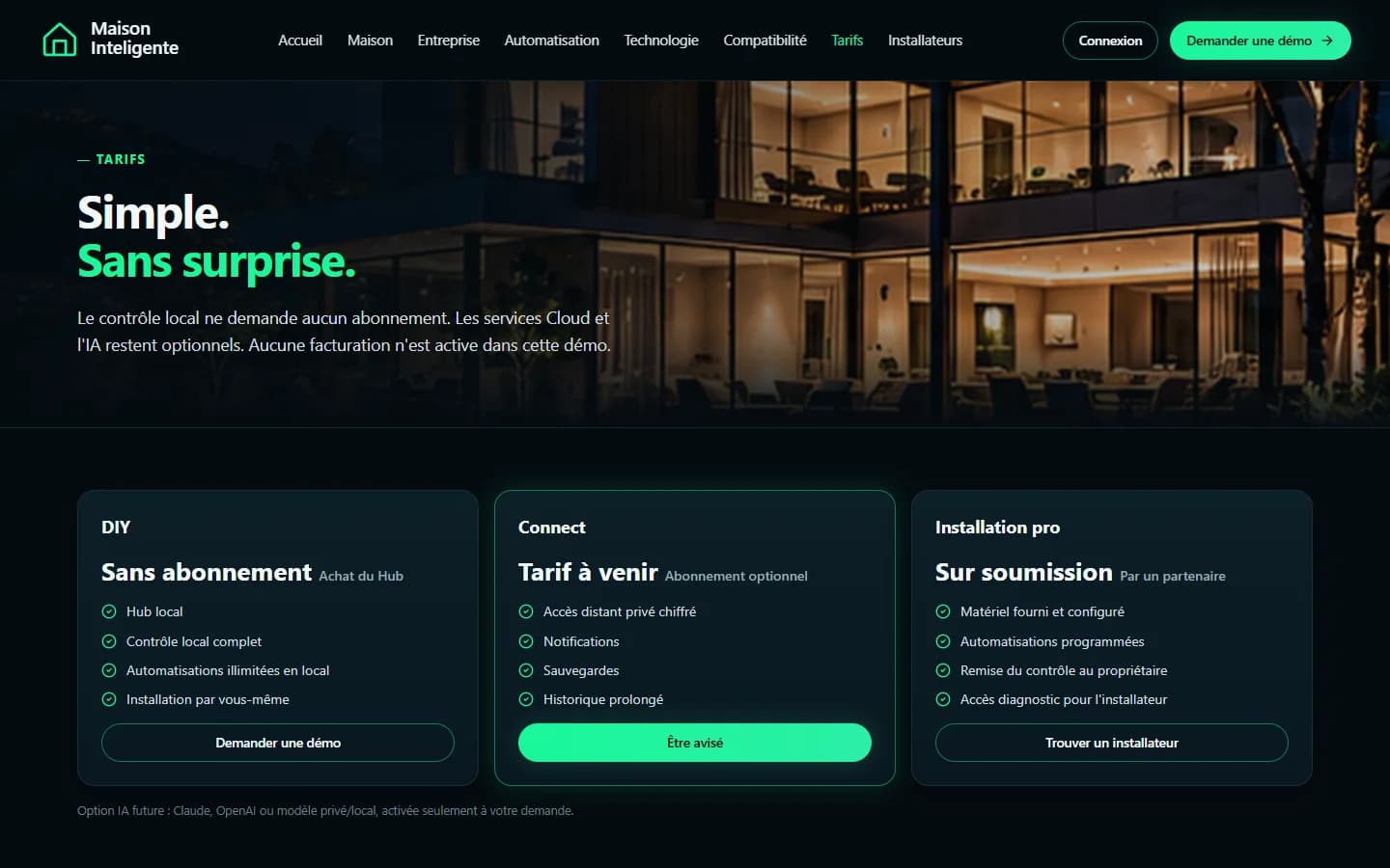 Maison Inteligente — Pricing