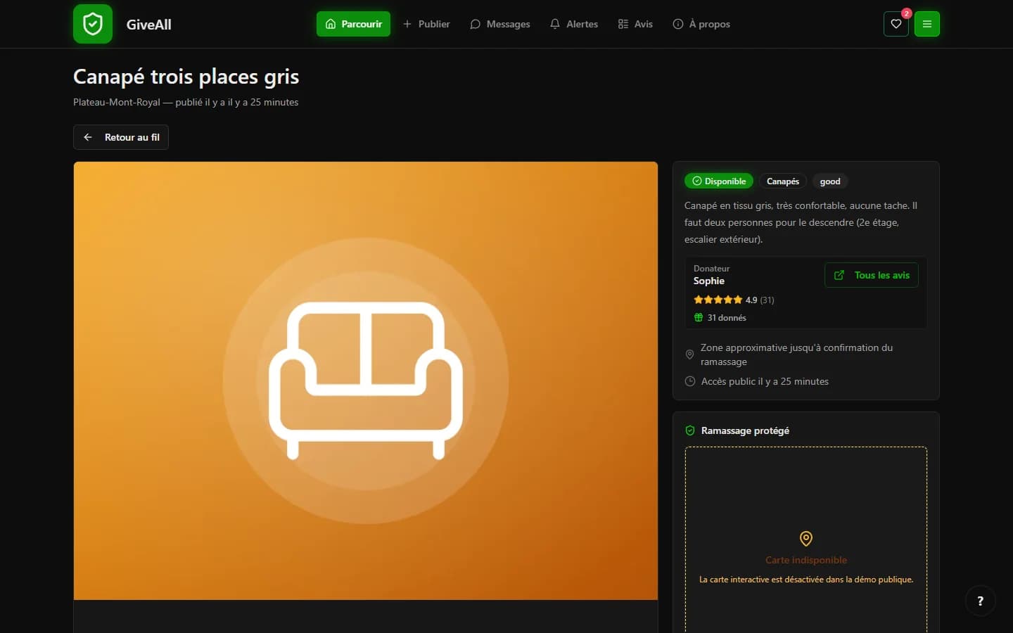 GiveAll — Fiche d'un objet