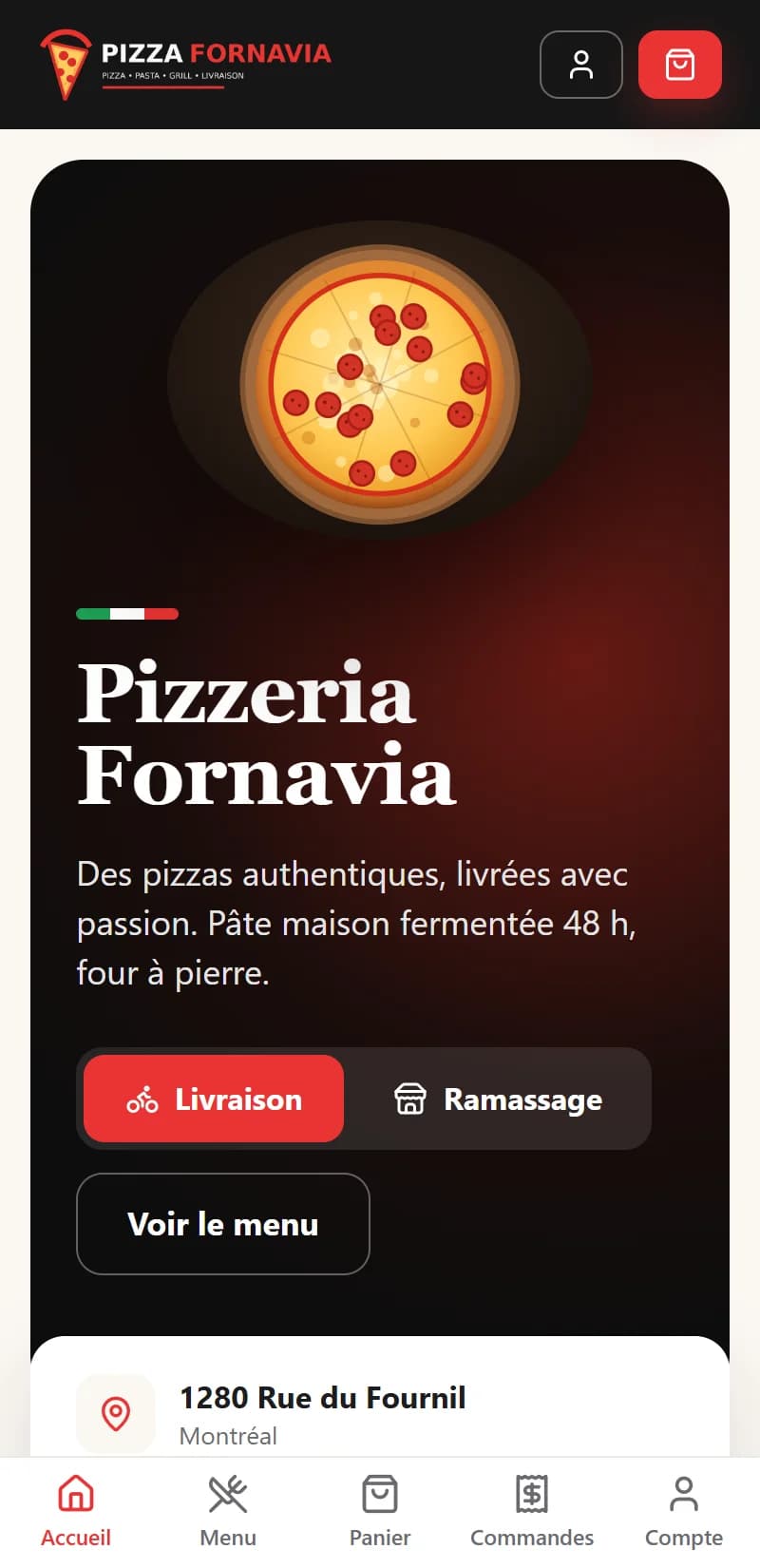 Delivery App — Ordering website on mobile